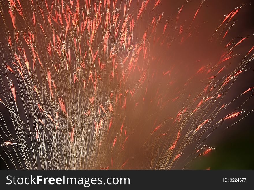 Fireworks blowing in the sky at night