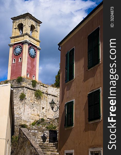 Watch tower on old fortress Corfu island Greece. Watch tower on old fortress Corfu island Greece