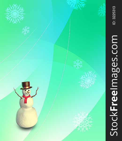 Snowman over a christmas background. Digital illustration. Snowman over a christmas background. Digital illustration.