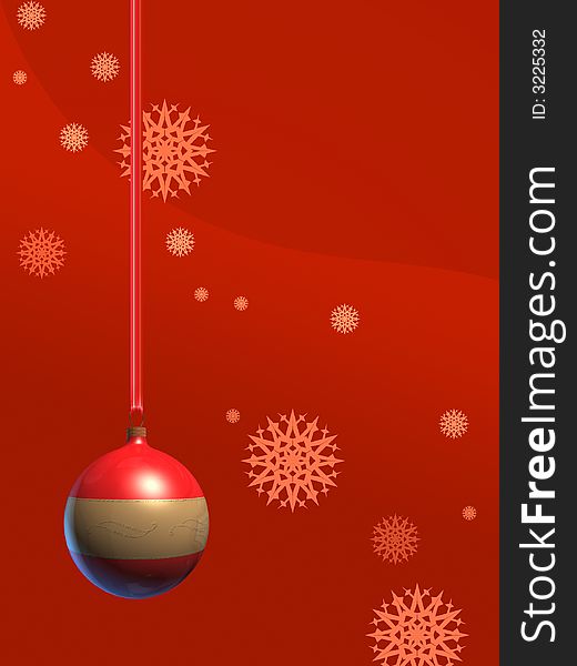 Christmas ball over a red colored background. Digital illustration. Christmas ball over a red colored background. Digital illustration.