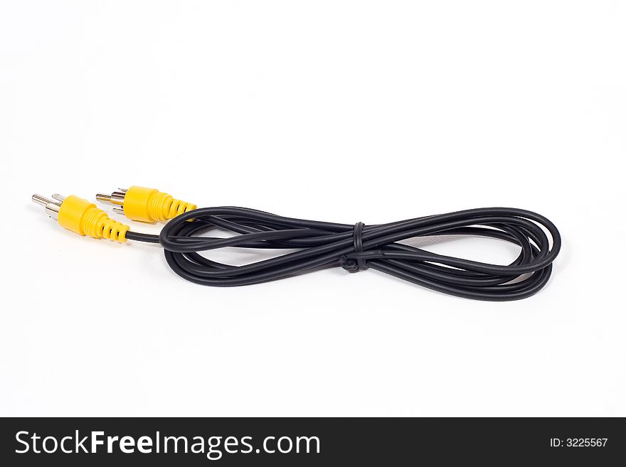 An RCA cable on a white background