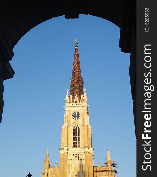 The spire of St. Mary Cathedral, Novi Sad, Serbia