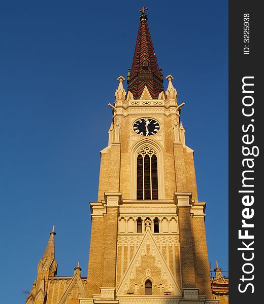 The Spire of St. Mary Cathedral in Novi Sad, Serbia