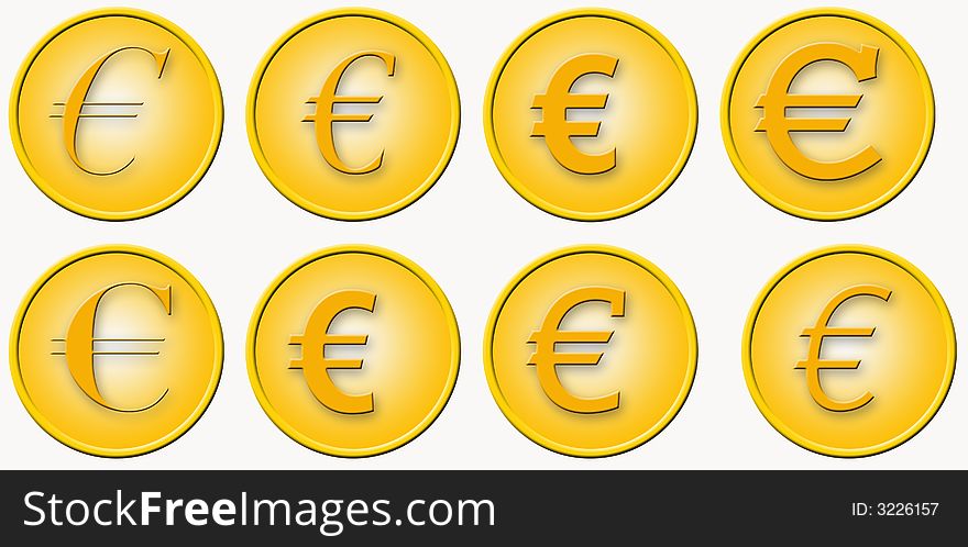 The Euro sign in six different typefaces. The Euro sign in six different typefaces