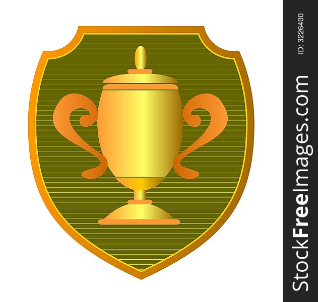 Vector art of a Gold cup with shield