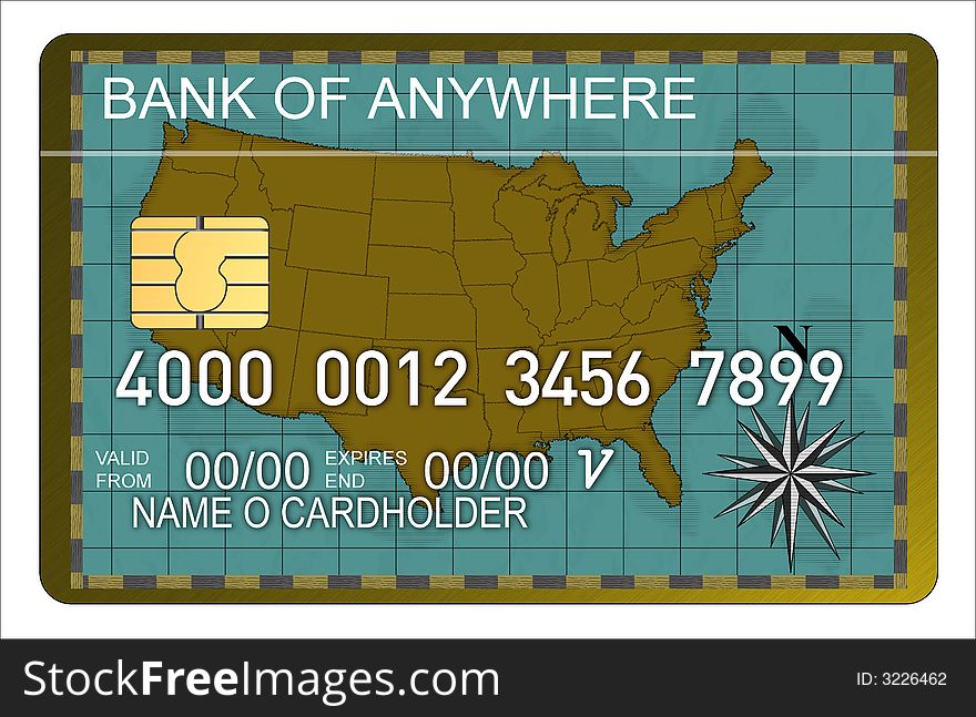 Credit Card With Map Of Usa