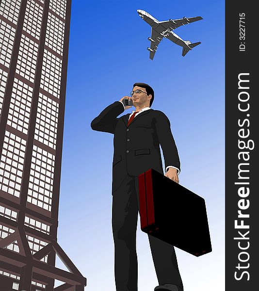 Cartoon style business person in action. Cartoon style business person in action
