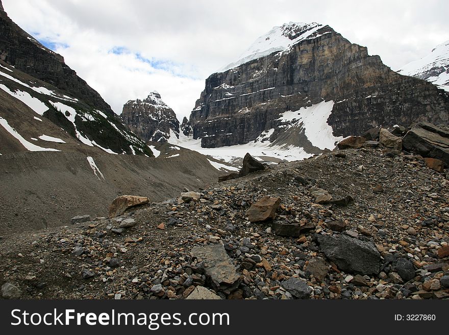 Mountain, Peak, Lake Louse, Banff National Park, Alberta, Canada. Mountain, Peak, Lake Louse, Banff National Park, Alberta, Canada