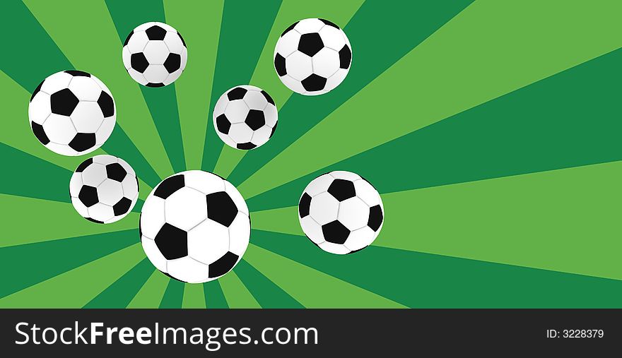 Isolated soccer balls on retro background
