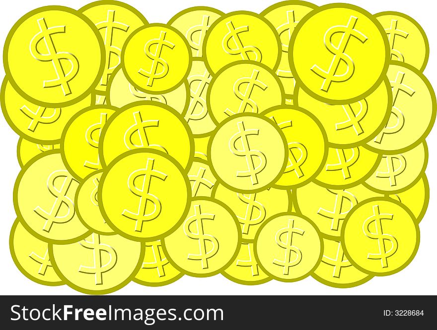 Abstract background of coins with dollar symbol. Abstract background of coins with dollar symbol