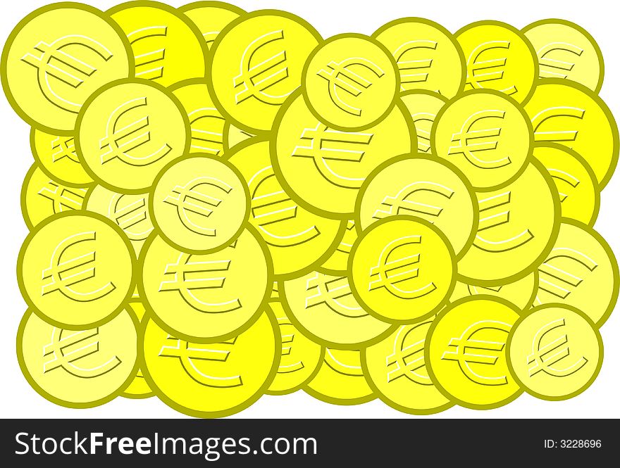 Abstract background of coins with euro symbol. Abstract background of coins with euro symbol