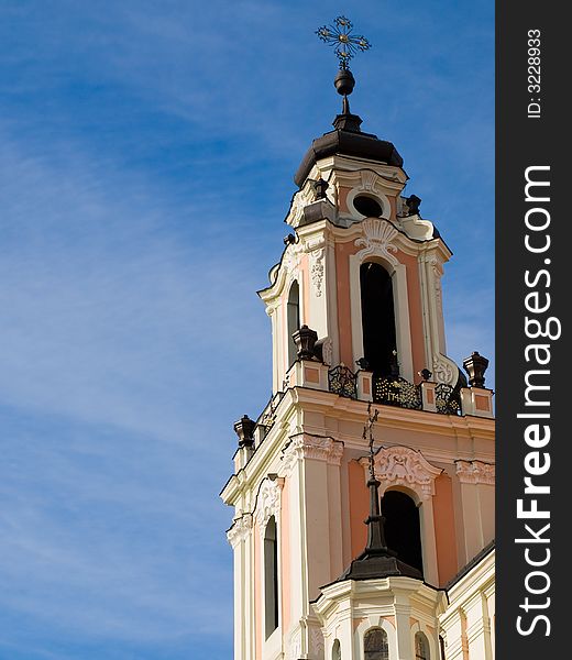 A very detailed church tower