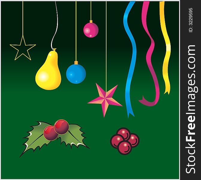 Christmas decorations with balloons, stars, and colourful ribbons