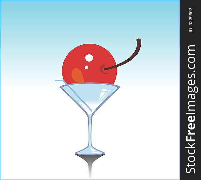 An apple on the wine Glass