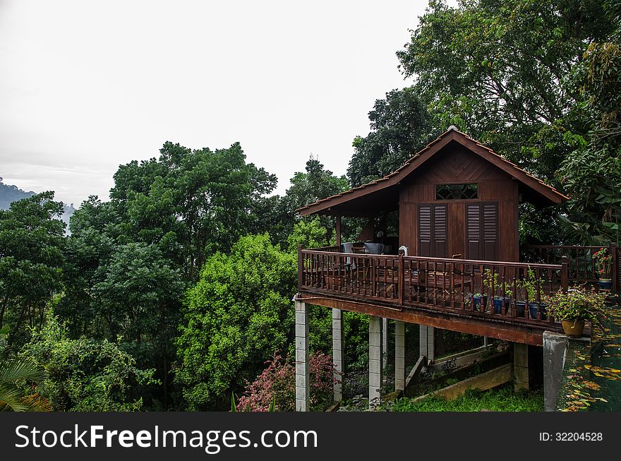 Wooden Resort in a tropical jungle. Wooden Resort in a tropical jungle