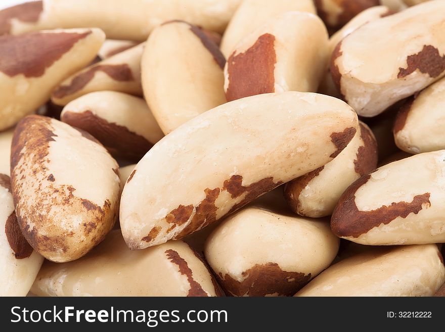 Brazil nuts macro closeup many