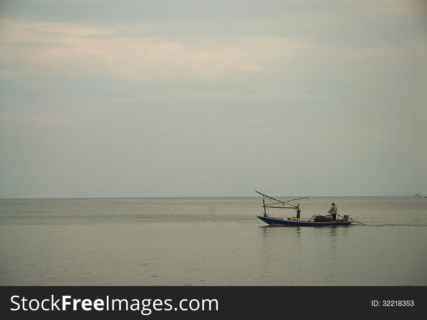 Small fishing boats on the sea, Thailand