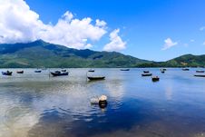 An Old Woman Picking Oysters In Lap An Pond Royalty Free Stock Image