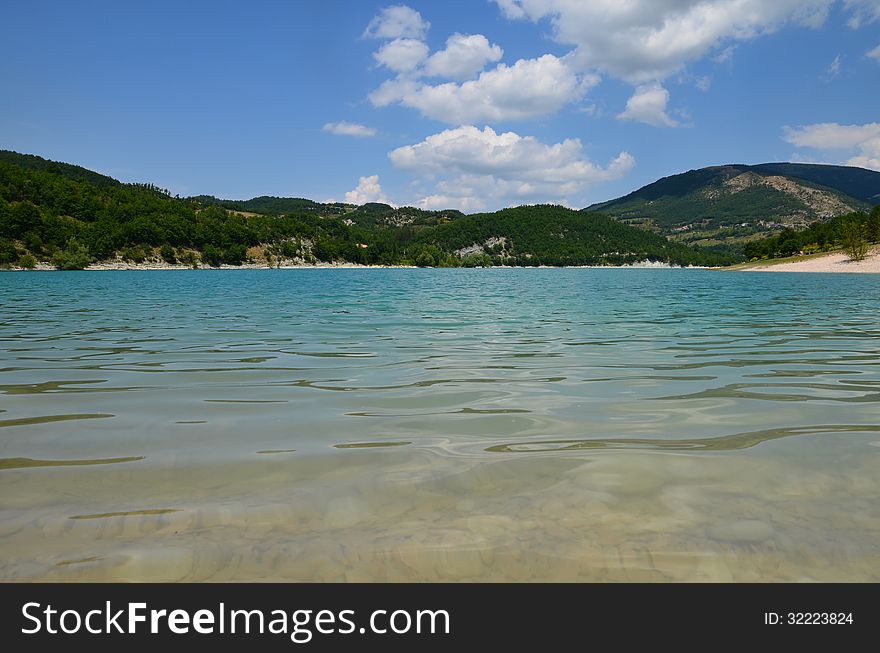 Fiastra Lake In The National Park Of Sibillini Mou