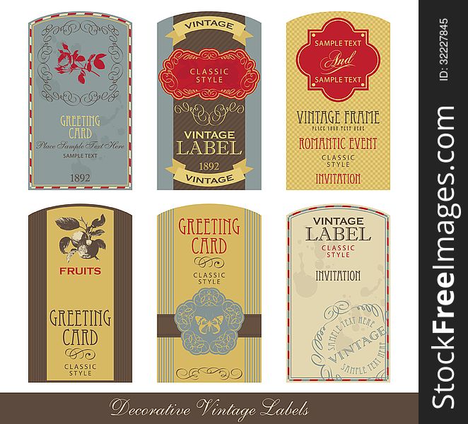 Vintage romantic greeting label illustration. Vintage romantic greeting label illustration