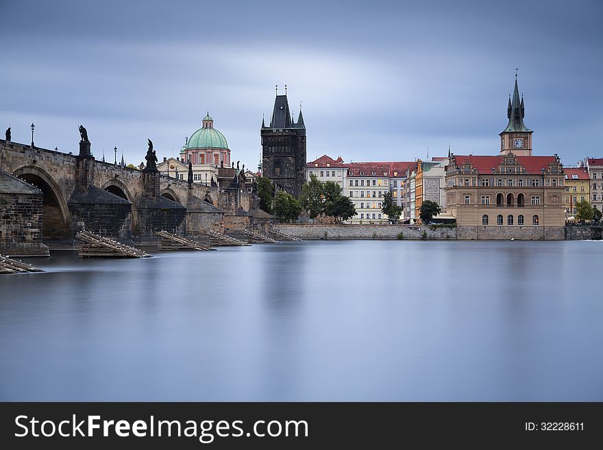 Long exposure image of Prague, capital city of Czech Republic, during twilight blue hour. Long exposure image of Prague, capital city of Czech Republic, during twilight blue hour.