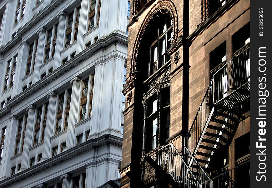 New and Old buildings in downtown Manhattan new york. New and Old buildings in downtown Manhattan new york