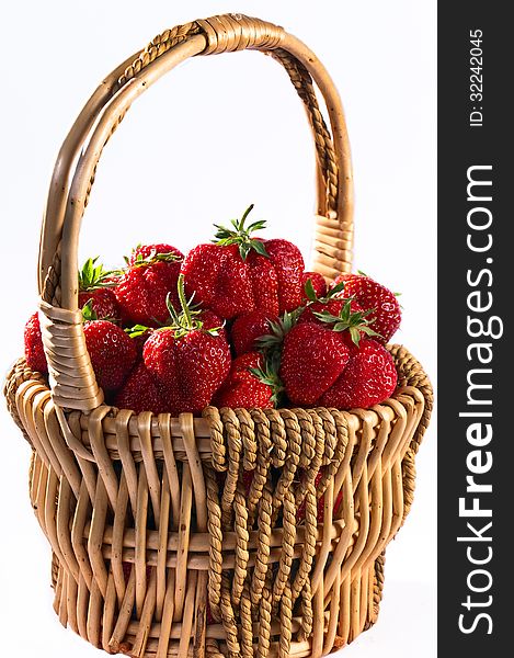 Natural large fresh strawberries in a basket
