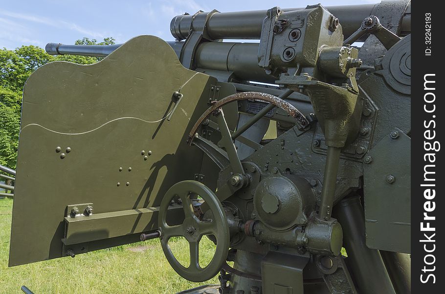 Old second world war artillery weapon in aviation museum , Krakow. Poland. Old second world war artillery weapon in aviation museum , Krakow. Poland