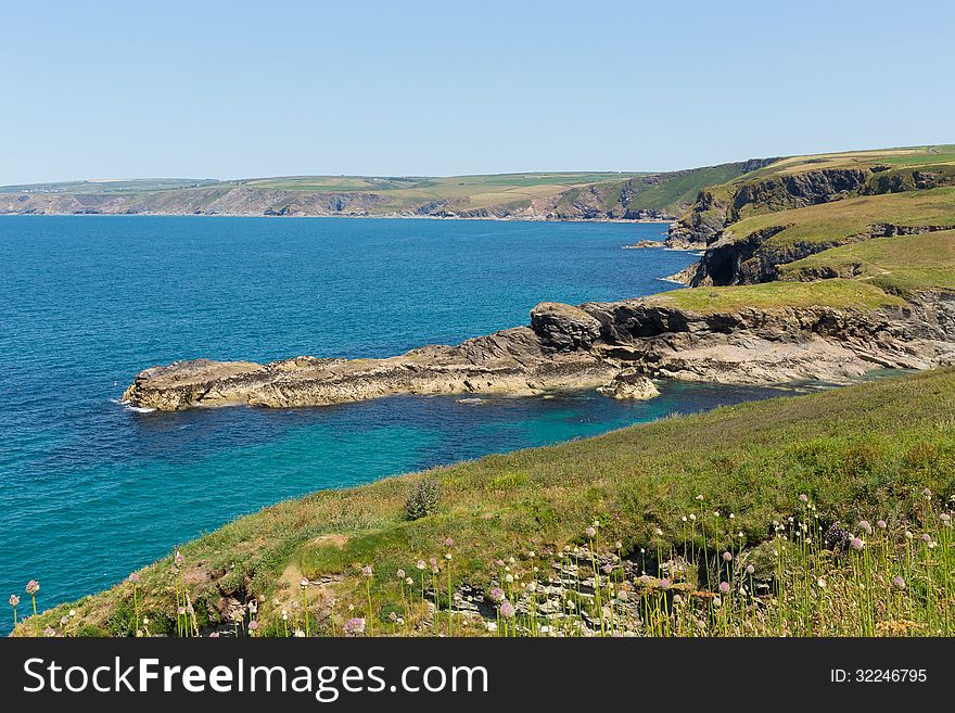 Port Isaac North Cornwall Coast England facing direction of Tintagel. Port Isaac North Cornwall Coast England facing direction of Tintagel