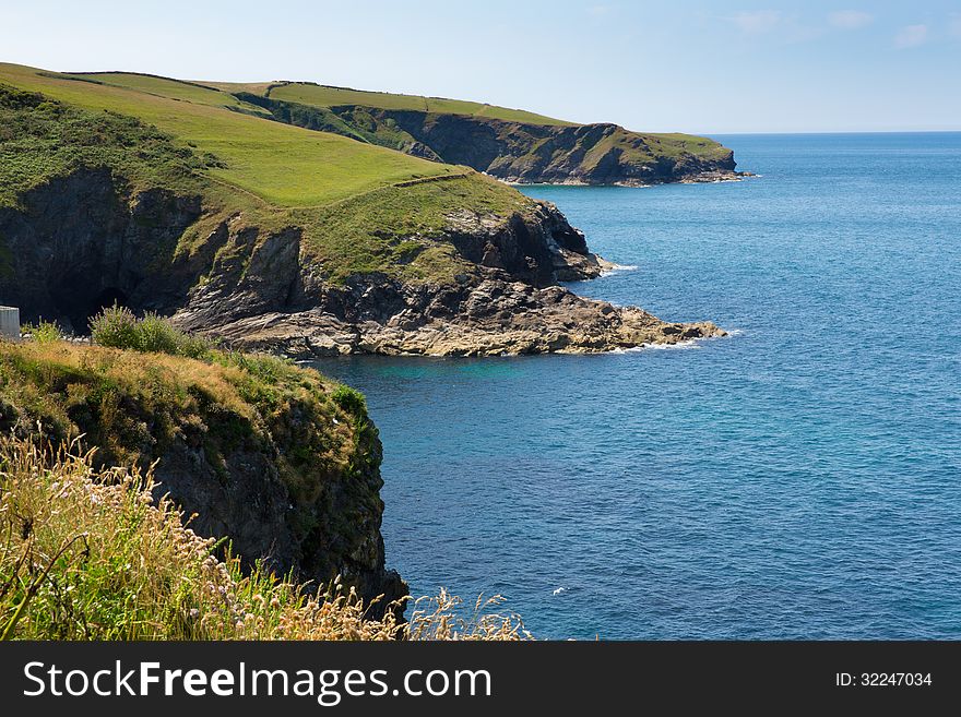 Port Isaac North Cornwall Coast England facing direction of Padstow and Polzeath. Port Isaac North Cornwall Coast England facing direction of Padstow and Polzeath