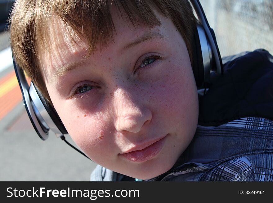 Boy listening to music