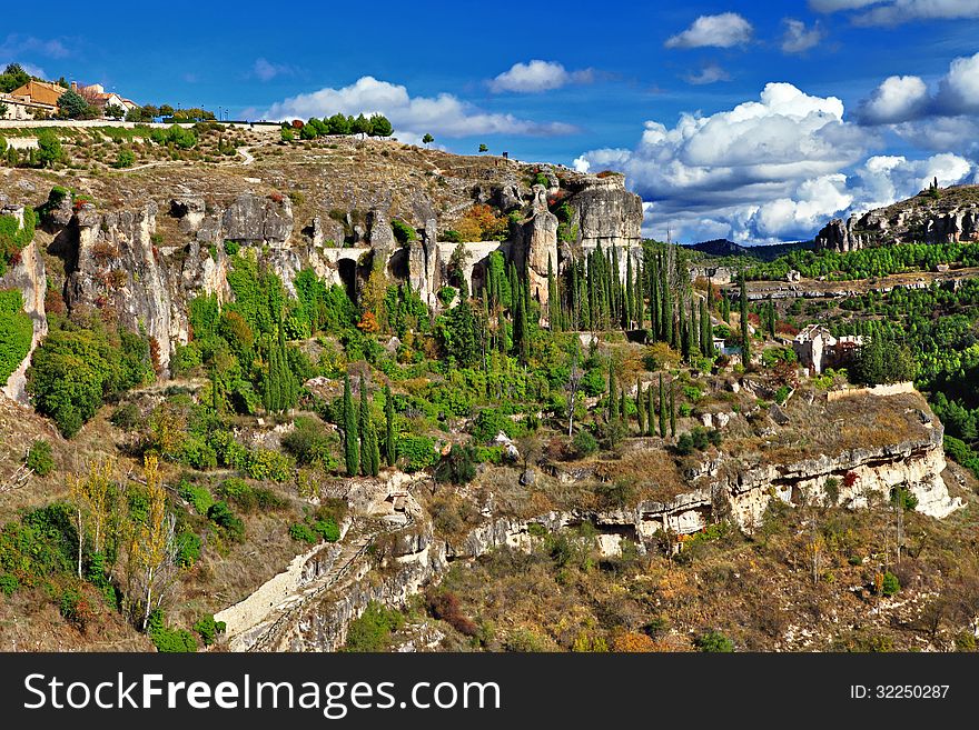 Travel in central Spain - Cuenca cliffs. Travel in central Spain - Cuenca cliffs