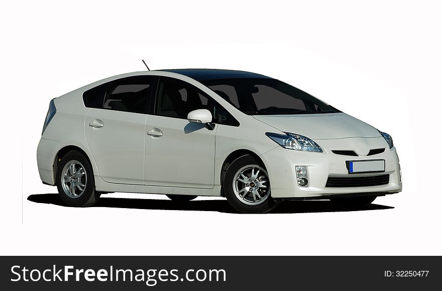 New modern hybrid car on white. New modern hybrid car on white