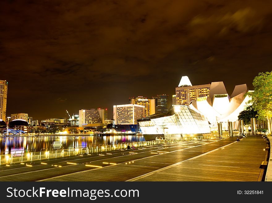 Singapore night scene and river view.