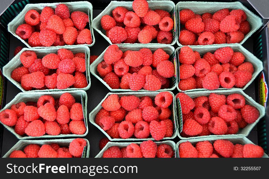 Raspberries at the market in Antwerp. Raspberries at the market in Antwerp.