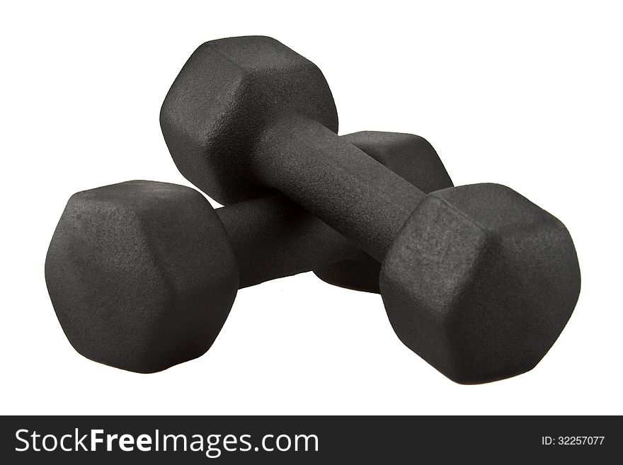 Black dumbbells isolated on white background