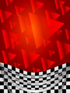 Silk Checked Flag On Red Background Stock Photography Silk Checked Flag On Red Background Stock Photography