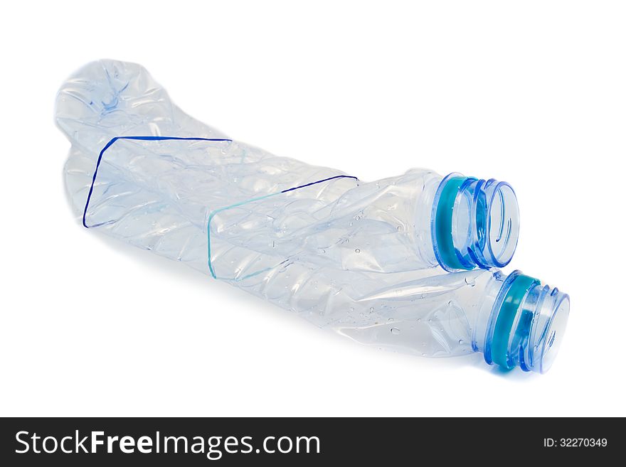 Two plastic water bottles on white background. Two plastic water bottles on white background.