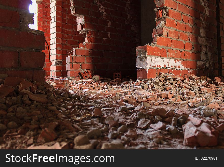 Ruined brick wall