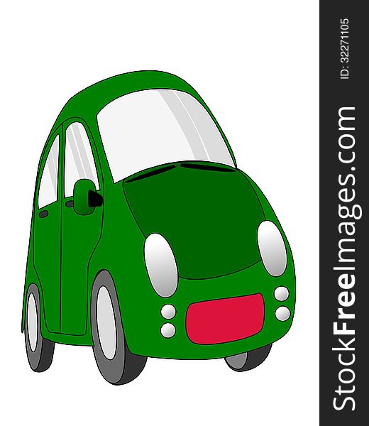 Green car cartoon