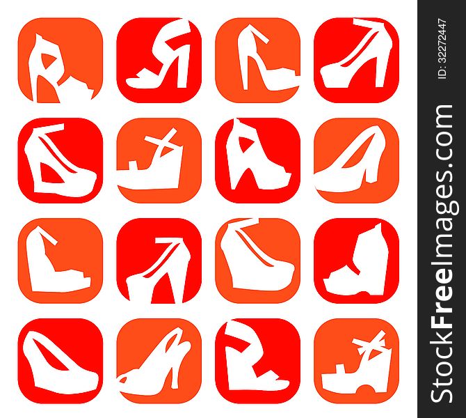 Elegant Fashion Shoes Icons Set Created For Mobile, Web And Applications. Elegant Fashion Shoes Icons Set Created For Mobile, Web And Applications.