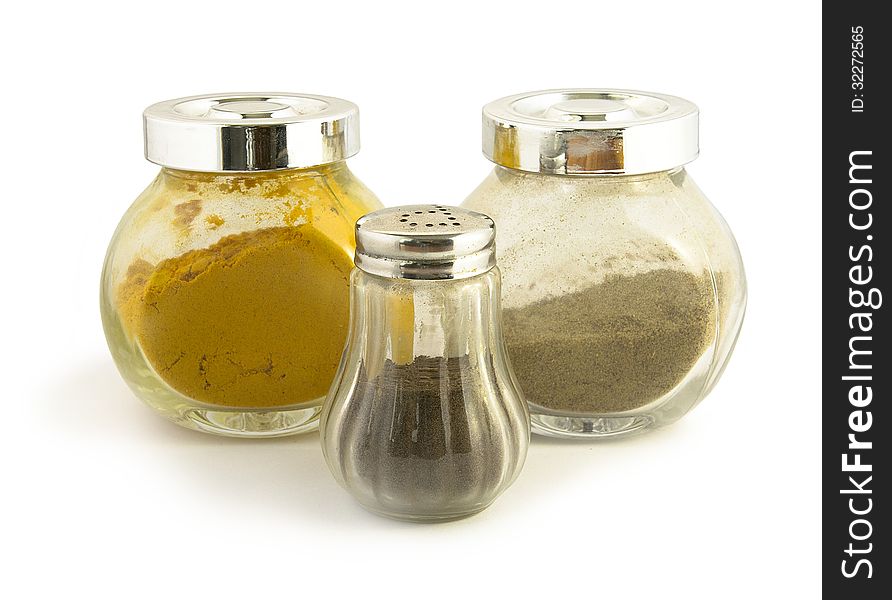 Glass jars for spices, turmeric