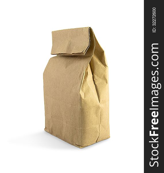 Paper bag for food on a white background isolate