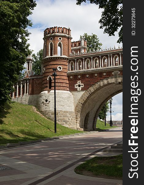 Old bridge in the park Tsaritsyno in Moscow