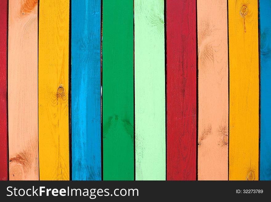 Colorful Wood Background, painted wooden plank
