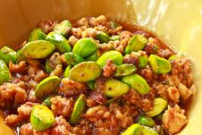 Stir-fried Of Spicy Pork With Stink Beans Stock Image Stir-fried Of Spicy Pork With Stink Beans Stock Image