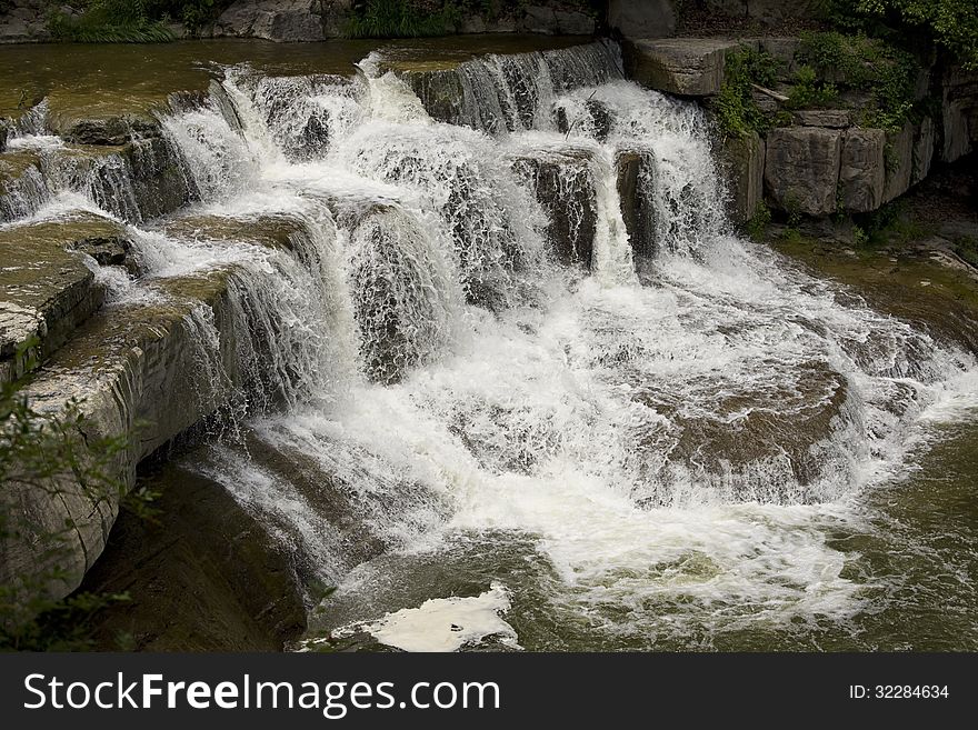 Close-up of small waterfall at Taughannock Falls, Ulysses, New York