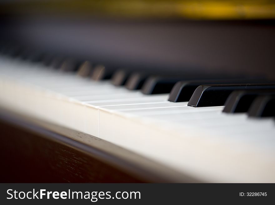 Piano keys with only few keys in focus. Piano keys with only few keys in focus