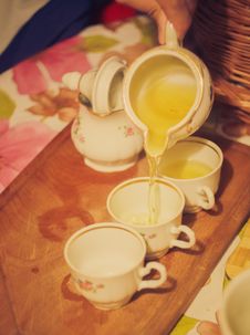 Horizontal Photo, Of The Teapot Tea Flow In Cup, Tea Ceremony Royalty Free Stock Image Horizontal Photo, Of The Teapot Tea Flow In Cup, Tea Ceremony Royalty Free Stock Image