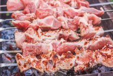 Shish Kebab In Process Of Cooking On Open Fire Outdoors Royalty Free Stock Photos Shish Kebab In Process Of Cooking On Open Fire Outdoors Royalty Free Stock Photos